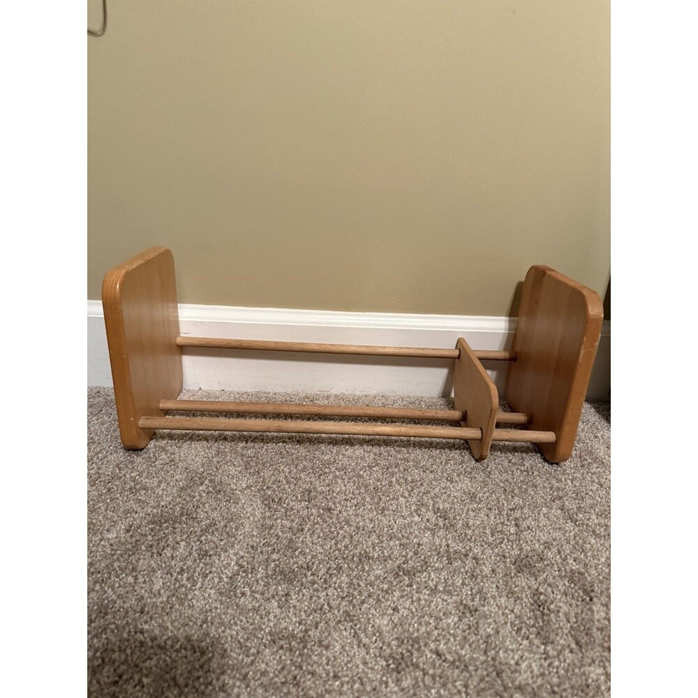VTG NAPA VALLEY BOX COMPANY WOODEN CD/DVD ADJUSTABLE HOLDER STORAGE SLIDER RACK